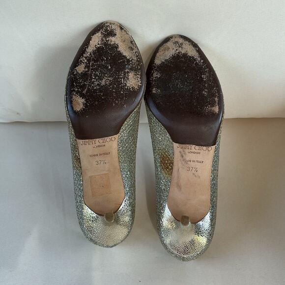 Jimmy Choo Isabel Glitter Peep Toe Pumps Shoes Size 7.5 US - Picture 8 of 12